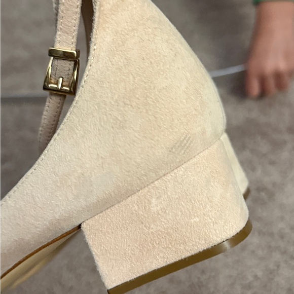 Roberto Festa Ankle Strap Heels Women size 8.5(39)Cream Suede Leather Block Shoe main image 6